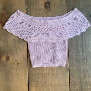 Pink, off the shoulder, knit Revamped shirt